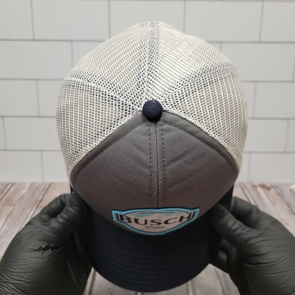 Busch Latte Trucker Hat Gray Blue Mesh Snapback H3 Headwear Beer Cap